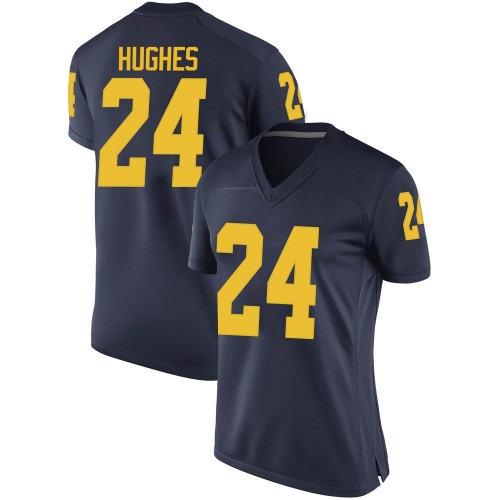 Danny Hughes Michigan Wolverines Women's NCAA #24 Navy Replica Brand Jordan College Stitched Football Jersey FCE0854JP